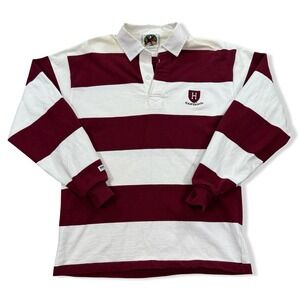 Barbarian Shirt Men's Small Maroon Striped Rugby Polo Harvard Long Sleeve Y2K